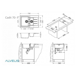 Кухонная мойка Alveus GRANITAL CADIT 70 CARBON