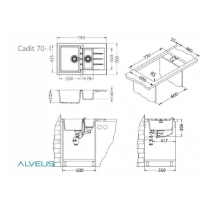 Кухонная мойка Alveus GRANITAL CADIT 70 CONCRETE